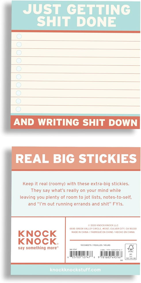 Knock Knock Getting Shit Done Large Sticky Notes – 4 x 4-inches (Pack of 8)