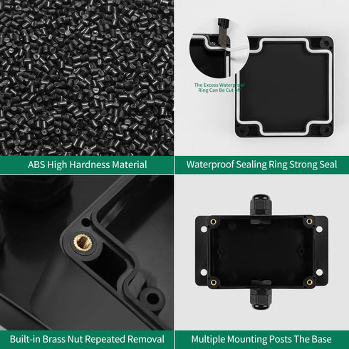 ABS IP67 Waterproof Dustproof Electrical Junction Box, with 15A 600V Barrier Terminal Cable Connector, 3.93 * 2.67 *