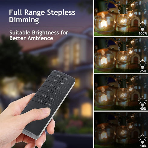 Dimmer Dimmer 100FT 2 Dimmable Bulb/Patio Outdoor for String Lights, Remote Control Light Plug in, Light Timer Outdoor