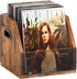 Homeiju Vinyl Record Storage, Metal & Wooden LP Record Crate, Holds up to 60 Records, Desktop Box Case