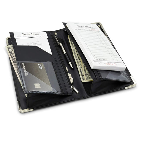 Premium Server Book, Improved Magnetic Bulk Pockets for 2022, 2 Pen Holders, Zipper Pocket, Firm Writing Surface