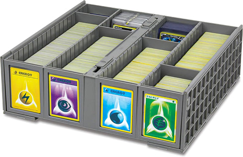 BCW Collectible Card Bin - Single Gray | Storage Box for Trading Cards | Holds 3200 Cards | Includes 4 Partitions
