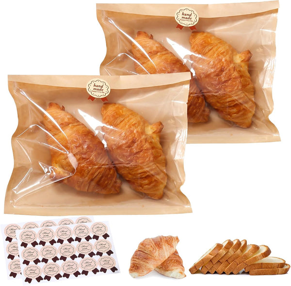 100 Pack Paper Bread Bags for Homemade Bread, 8.3x10'' Heat-Sealable Bakery Bags