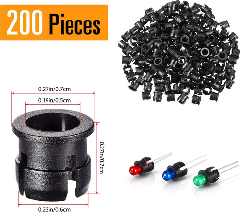 200 5 mm 5 mm Bulb Mudder Pieces LED Holder Black Plastic Light Emitting Diode Clips Display Panel LED Light Bezel
