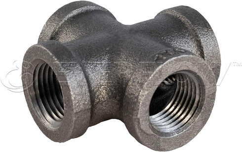 Everflow Supplies BMCR0014 Black Malleable Cross Fitting, 0.25 Inch (CNDS0036)