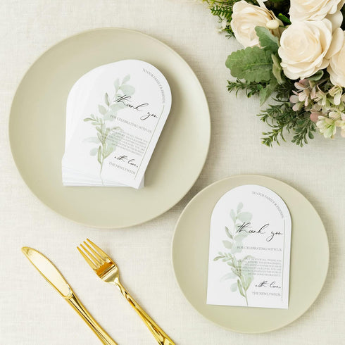 Setting 100 4 6 inch Crisky Arch Design Greenery Thank You Place Cards, Pcs, Chic and Elegant Wedding Table