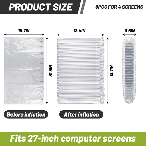 8pcs 4 27" UNIFAMILY for Screens Inflatable Protective Bags for Computer Moving, Monitor Shipping Box Compatible