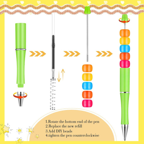 Crtiin 50 Pieces Plastic Beadable Pen Bulk Bead Ballpoint Pen Shaft Black Ink Beaded Pens with 50 Refills for DIY Making Gift Kids Students Office School Supplies (Macaroon Color) by Crtiin