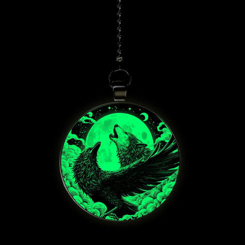 Wolf and Raven Glow-in-the-Dark Ceiling Fan Pull Chain - Unique Double-Sided Design