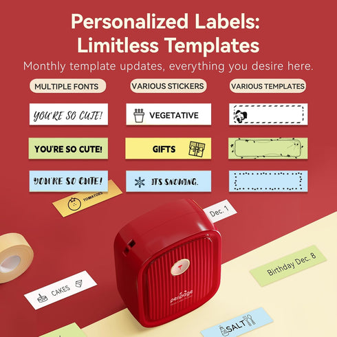 Label Maker with Tape - P10 Bluetooth Label Printer with Continuous Labels for Home Use and Office Organization