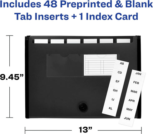 Avery Expanding File Folder Organizer, 7-Pocket Accordion, Black, Holds 425 Letter/A4-Size Sheets