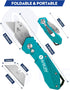 BIBURY Utility Knife, Heavy Duty Folding Box Cutter, Pocket Carpet Cutter with 10 Extra SK5 Blades, Green