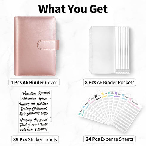 Sooez Budget Binder with Zipper Cash Envelopes & Expense Sheets for Budgeting and Saving Money, Money Organizer