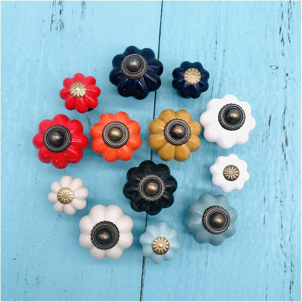 Nuojie Cabinet Hardware European Style Cabinet Knob Retro Kitchen Zinc Alloy Pumpkin Drawer