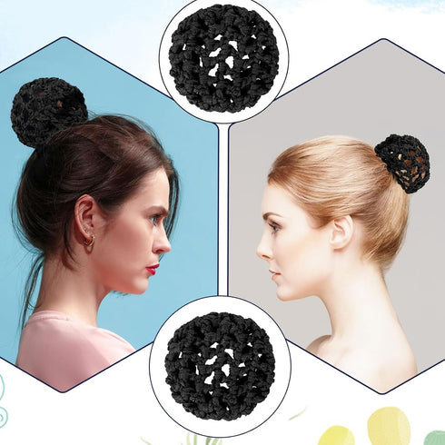Gtziqa 8 Pcs Bun Cover for Hair, Crochet Ballet Hair Net, Invisible Elastic Knit Thicker Hairnets Hairs Donut Bun
