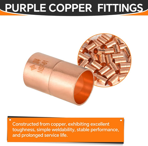 30-Pack Copper Fittings, 3/4-Inch Copper Coupling with Rolled Stop, C x C with Sweat Solder Connection