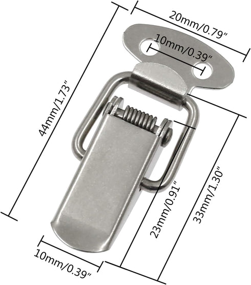 Zorfeter Small Stainless Steel Spring Loaded Toggle Lock Clasp Buckle Latch, Pack of 10 with Mounting Screws