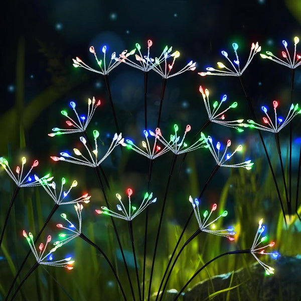 2 Pack Solar Garden Lights, Twinkling Firework Lights with 16 Heads 160 LED for Outdoor Patio Decor