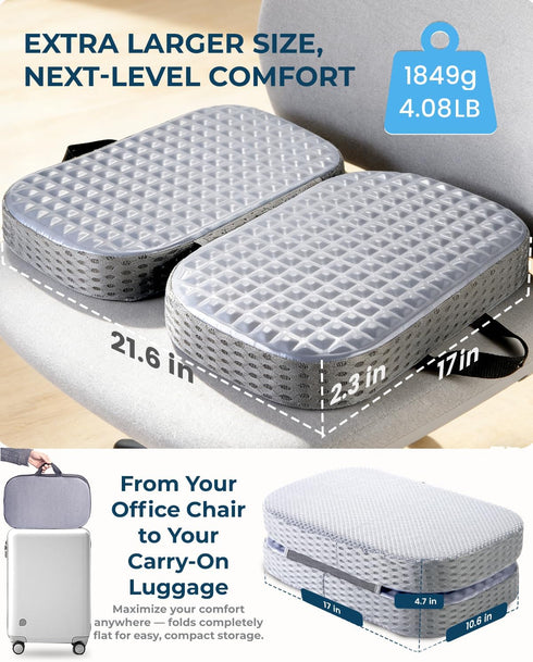 Yalfero Tailbone Gel Enhanced Travel Airplane Seat Cushion for Long Flights, Waterproof Stadium Portable Memory Foam