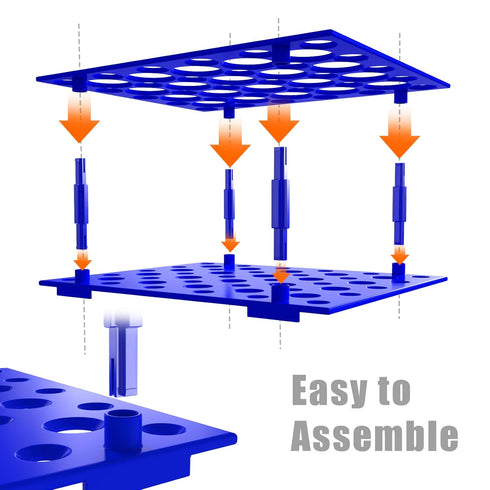 2Pcs Centrifuge Tube Rack for 10ml/15ml/50ml, 50 Wells, Laboratory Plastic Tube Holder (Orange&Blue)