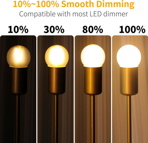 Decoaui E12 G16 Bulbs, Bulb, 6W (60W 600 4000K Dimmable, 6 Pack LED Globe Light Small Golf Ball Size Round Equivalent)