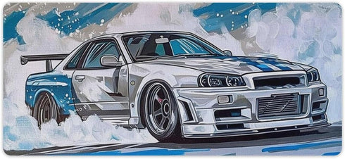Large Mouse Pad Drift Car JDM Art Desk Mat, 40x90cm Rubber Gaming Office Organizer Supplies for Computer