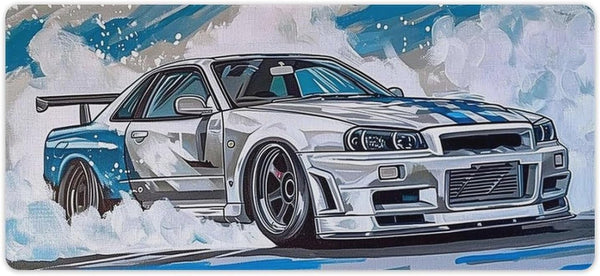 Large Mouse Pad Drift Car JDM Art Desk Mat, 40x90cm Rubber Gaming Office Organizer Supplies for Computer