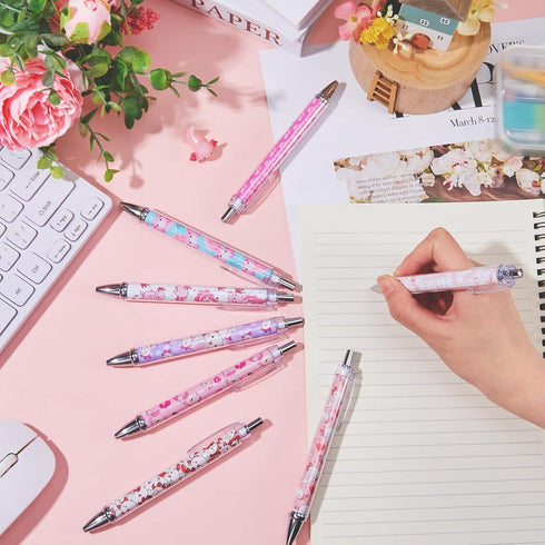 Ireer 8 Pcs Ballpoint Pens for Women, 1.00 mm Cute Black Ink Writing Pens for Journaling, Aesthetic Office Supplies
