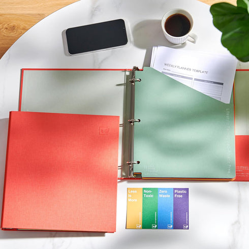 Blue Lake ECOLIFE 1 Inch 3 Ring Binder with Dividers and Pockets, Plastic-Free Binder Organizer for Students and Office