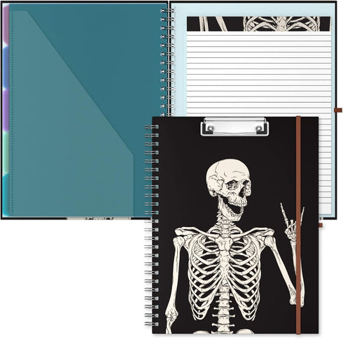 Hongri Clipboard Folio with Refillable Notepad, 5 A4 Folders Storage, Spiral Clip Board Portfolio, 12.8" x 9.7"