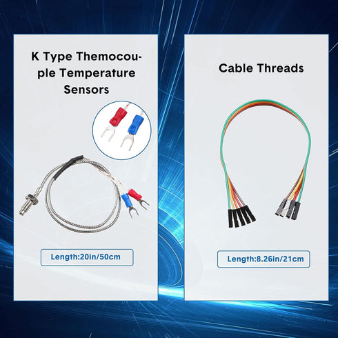 Weewooday 4 Sets Direct Current 3-5v Max6675 Thermocouple Module and K Type Temperature Sensor Set