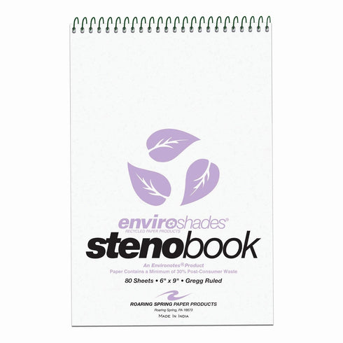 Roaring Spring Enviroshades Recycled Steno Book, Pack of 4, Orchid, 6" x 9"