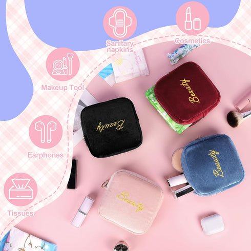 SIDESUGAR Flannel Sanitary Napkin Storage Bags Menstrual Cup Pouch Portable Zipper Nursing Pad Holder Tampons Collect