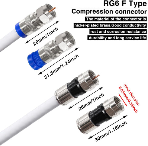 Taiss Coax Cable Crimper Tool Kit, 20 PCS F Style RG59 RG6 Compression Connectors, Coaxial Cable Stripper
