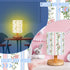 VIHOSE Pink Floral Kids Table Lamp for Bedroom Kids Bedside Lamp with Linen Wooden Nightstand Cartoon Nursery Lampshade