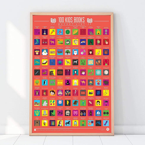 Gift Republic 100 Kids Books Scratch Off Bucket List Poster
