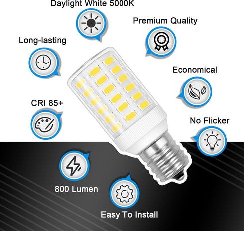 Kei D28a Kel 2811 E17 LED Freezer Light Bulb Replacement, Intermediate Base Light Bulbs for Refrigerator, 800LM