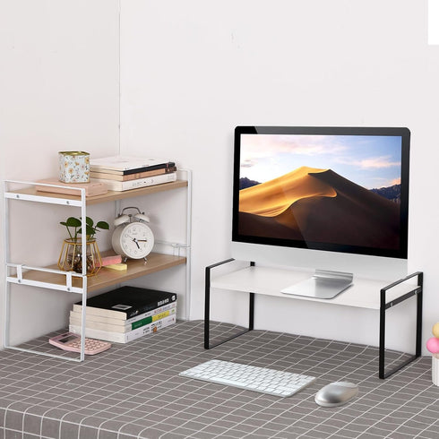 YGYQZ Wood Office Desk Shelf Organizer - Cute Dresser Top Storage Rack for Women, Men, and Kids