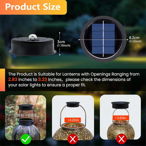 Daknswte 4 Pack 3.23 Inch, 2.83 Inch), Solar Light Replacement Top, Solar Panel for Outdoor Lights (Top Bottom