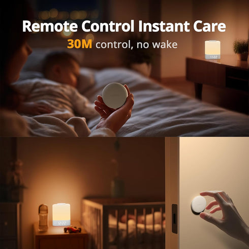 Dimmable, 3 4000mAh Lyridz LED Nursery Night Light with Clock, Portable Breastfeeding Table Lamp for Baby with Remote