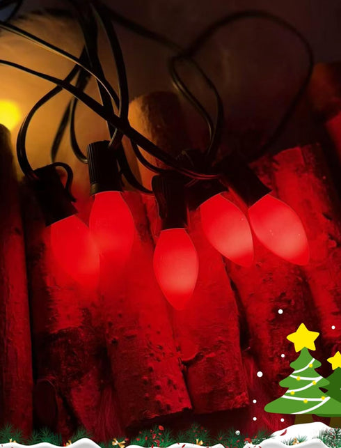 Xingzd 25Ft C7 27 Bulbs, Red Chritsmas Lights Outdoor, Vintage String Lights with Red Baked Incandescent Hanging Patio