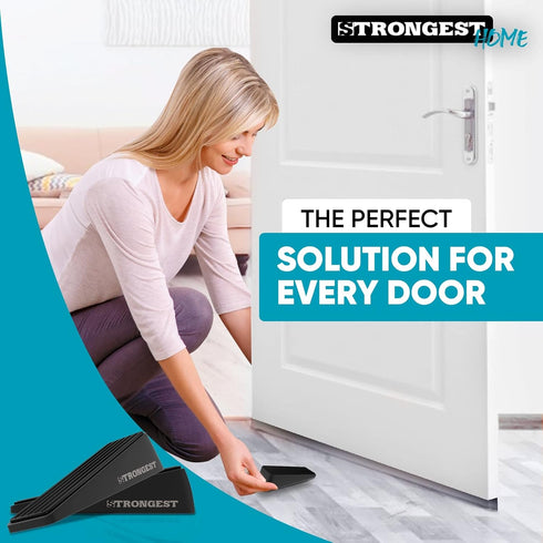 Strongest Door Stopper - Heavy Duty Wedge Made of Premium Quality Zinc and Rubber, Set of 4 with Wall Protectors
