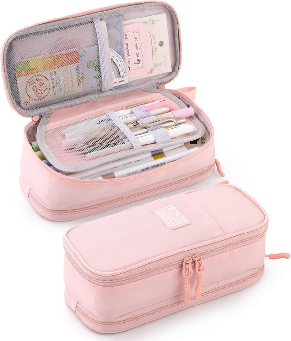 CICIMELON Large Pencil Case, Upgraded Big Storage Pen Pouch Bag for School Supplies, Pink
