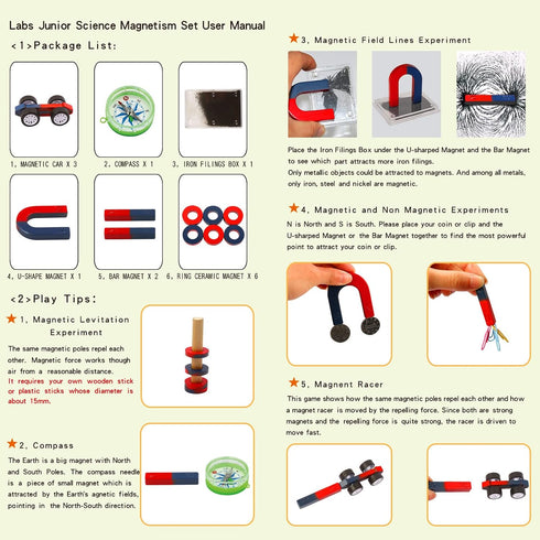 Science Magnet Kits for Kids: Educational Magnet Science Projects Experiment Tools Physics Lab Kits Includes