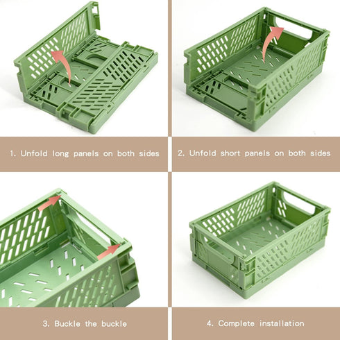 Xhwykzz 4 Pack Mini Foldable Plastic Small Baskets, Collapsible Storage Crate for Home, Office, Classroom, Mini Size