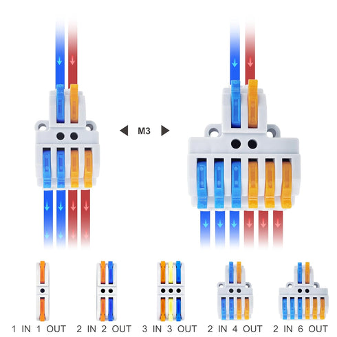 HTCELLE 70-Piece Lever Wire Connectors Splice Kit, Quick Connects, Push in Compact Splicing Butt Terminals for Wiring