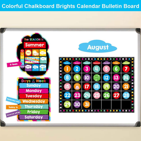 Chalkboard Brights Calendar Bulletin Board Set Colorful Classroom Decoration 99 Pcs