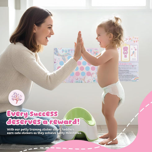 underbartliv 17 Set, 5 Potty Training Chart for Girls, PCS Potty Training Sticker Chart Fantasy Themes Potty Chart
