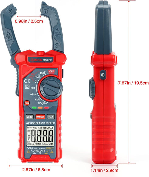 AstroAI Digital Clamp Meter Multimeter, 4000 Counts, Auto-ranging Amp Tester for AC/DC Voltage & Current
