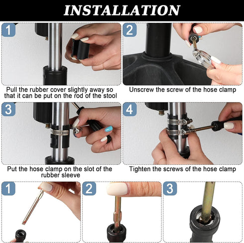 Ferraycle Fixing a Sinking Office Chair Cylinder, 10 Pieces Stainless Steel Hose Clamps, Dual-Purpose Screwdriver